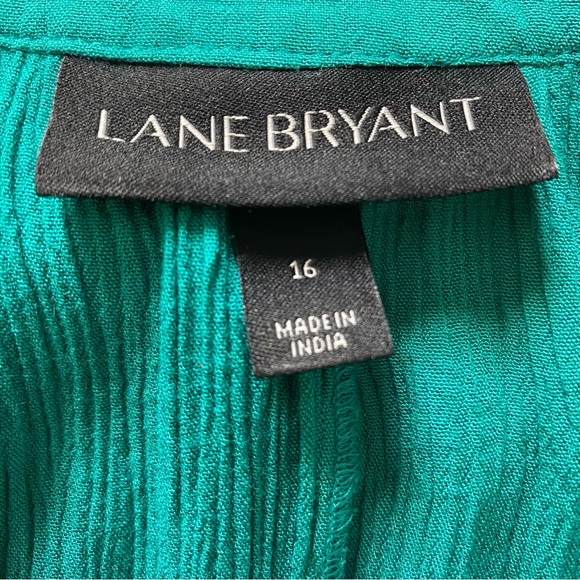 Lane Bryant Teal Embroidered Boho Peasant Top Tassel Tie Long Sleeve - Picture 4 of 6